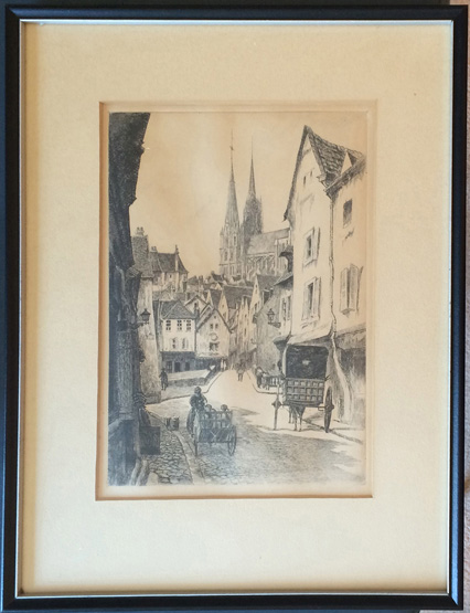 Leopold Robin Chartres Rue du Bourg etching 949-715-0308