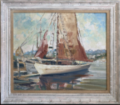949-689-2047 Harry Emerson Lewis art harbor scene