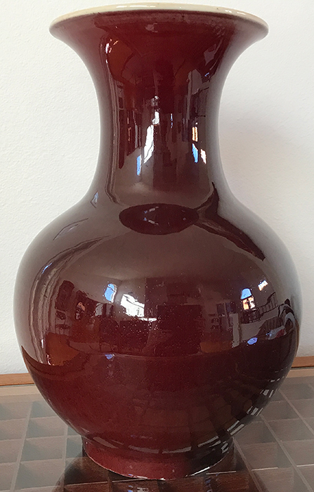 949-689-2047 Sang de Boeuf Ceramic Vase